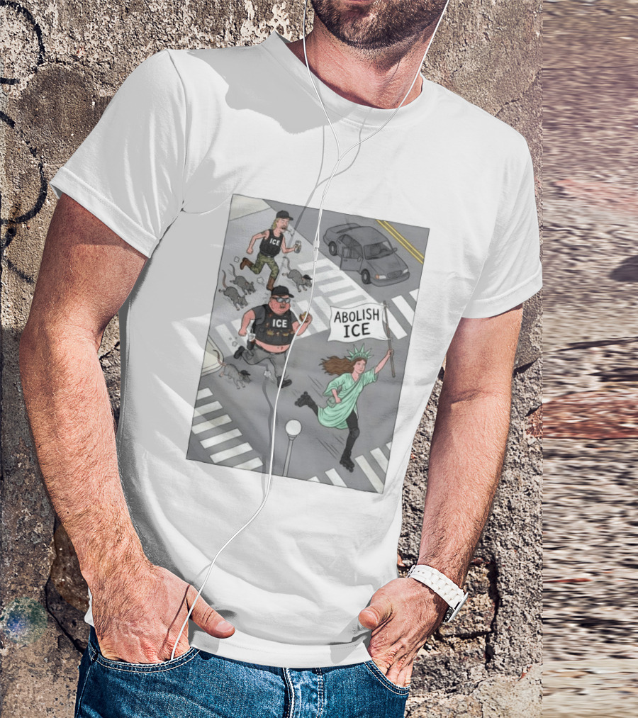 Abolish ICE Political Cartoon With Lady Liberty Protest T-Shirt