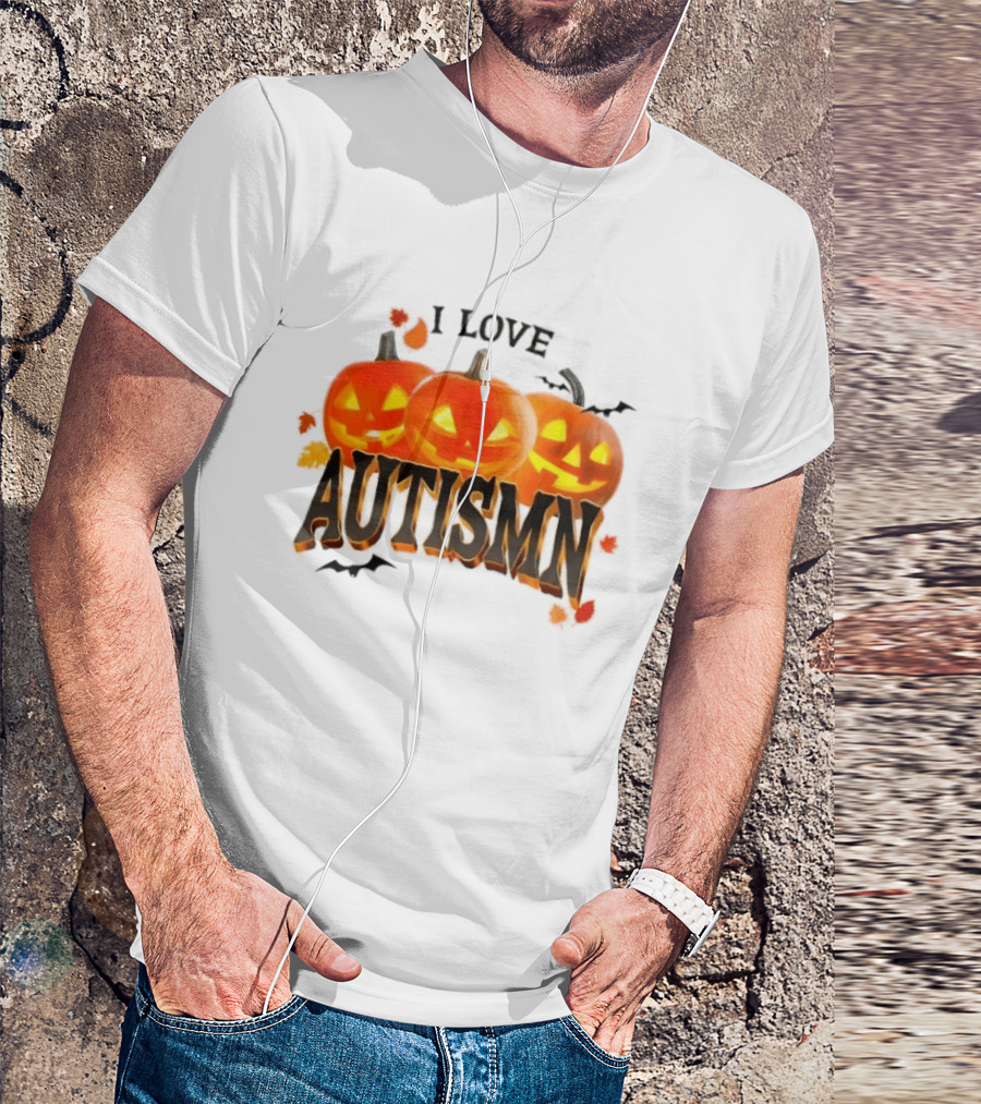 I Love Autismn Pumpkin Halloween Awareness T-Shirt