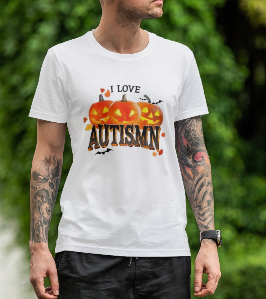 I Love Autismn Pumpkin Halloween Awareness T-Shirt