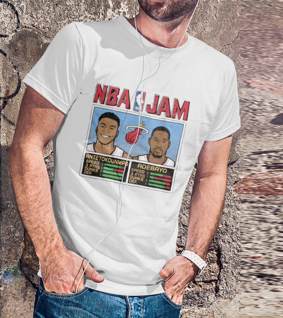 NBA Jam Miami Heat Antetokounmpo Adebayo Speed Dunks DEF T-Shirt