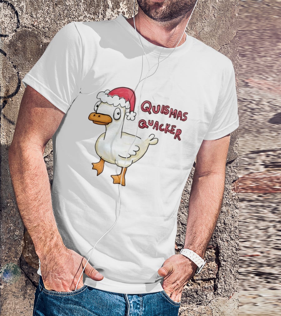 Quismas Quacker Christmas Duck Santa Hat Holiday Quack T-Shirt