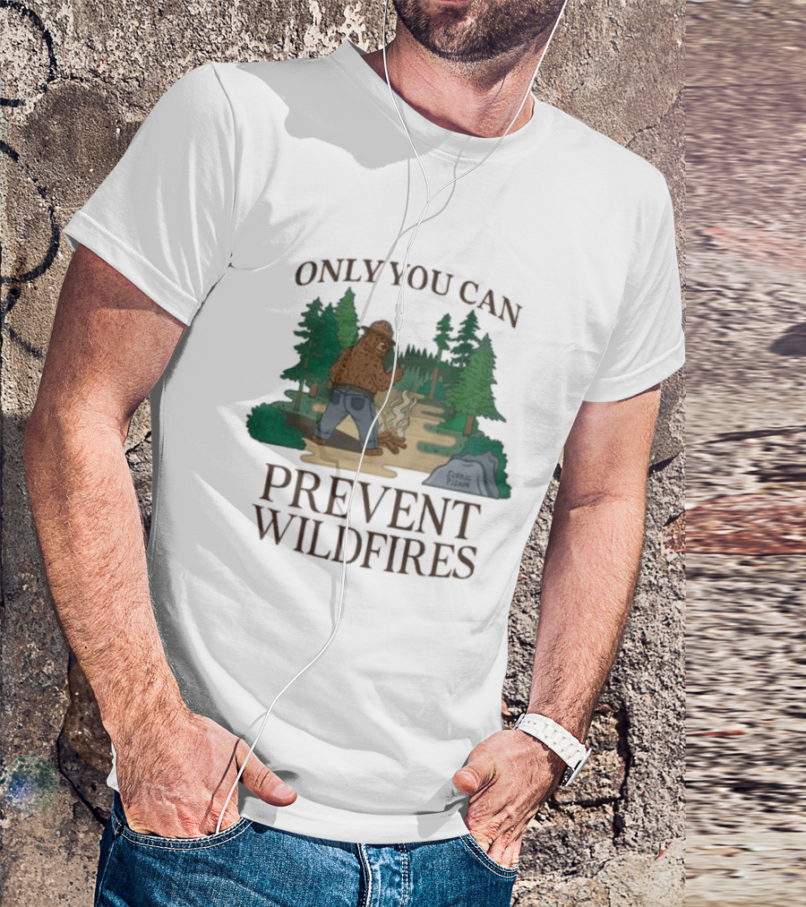 Smokey Bear Only You Can Prevent Wildfires Scenic Forest Scene T-Shirt