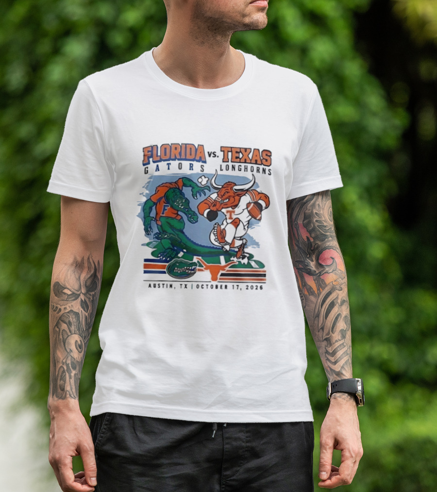 Florida Gators Vs Texas Longhorns Austin October 17 2026 T-Shirt