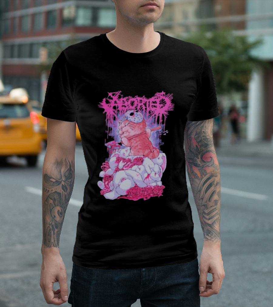 Aborted Murder Kitty Masked Plush With Axe Bunny Pile T-Shirt
