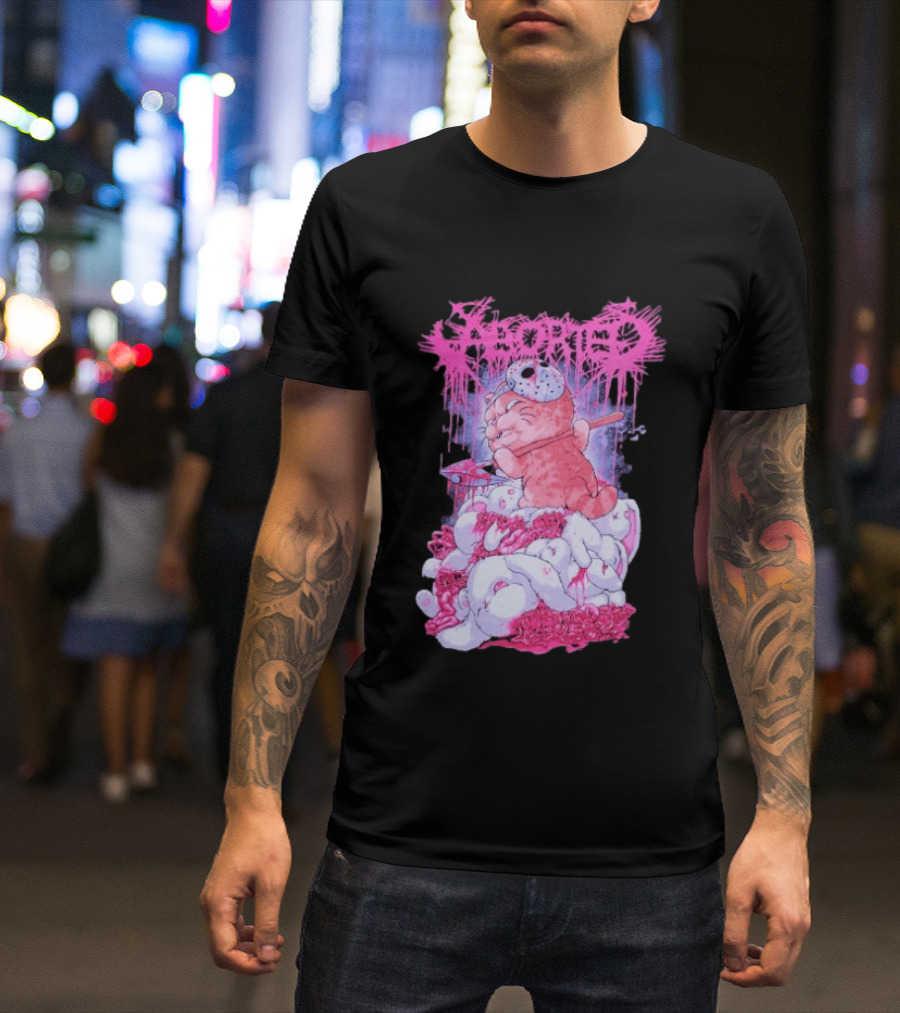 Aborted Murder Kitty Masked Plush With Axe Bunny Pile T-Shirt