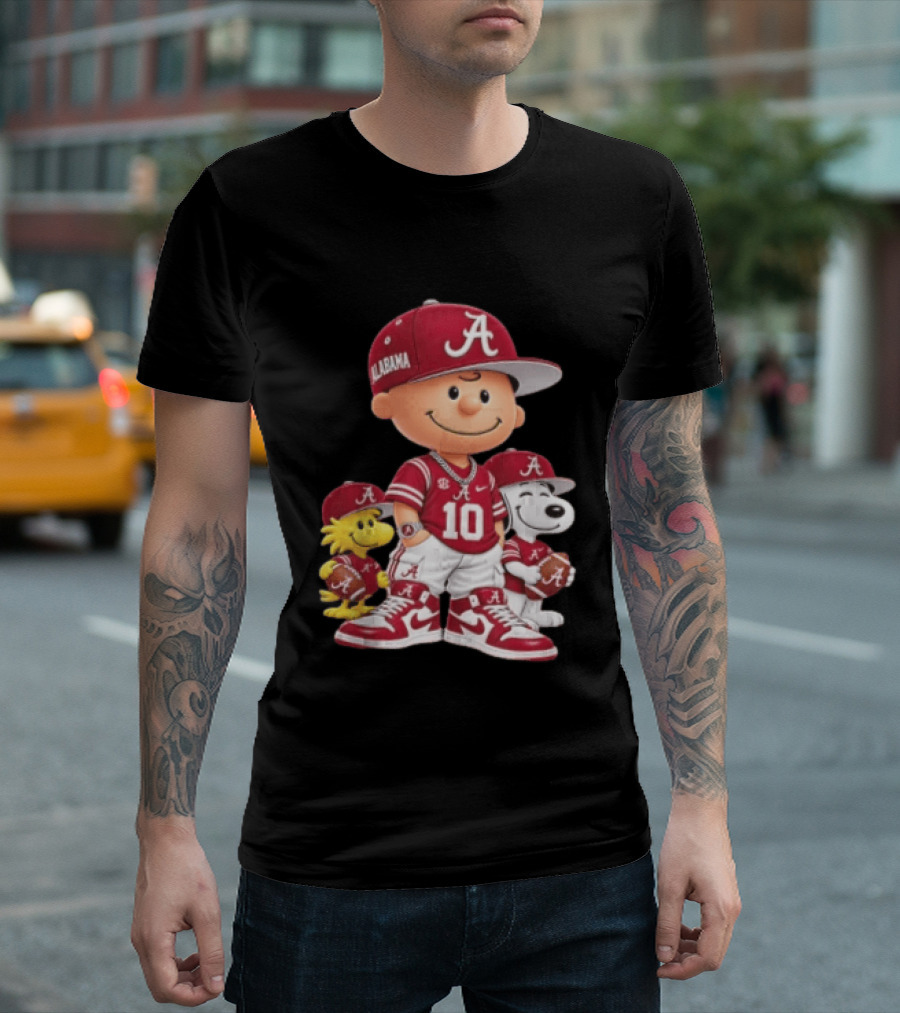 Alabama Crimson Tide Charlie Brown Snoopy Woodstock Football NCAA T-Shirt