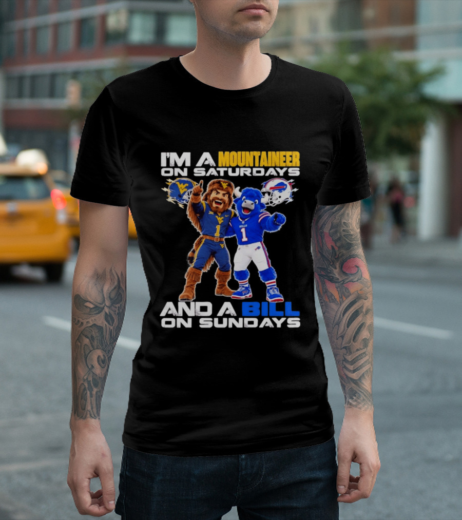 West Virginia Mountaineer And Buffalo Bills Fan Mascots Saturdays And Sundays T-Shirt