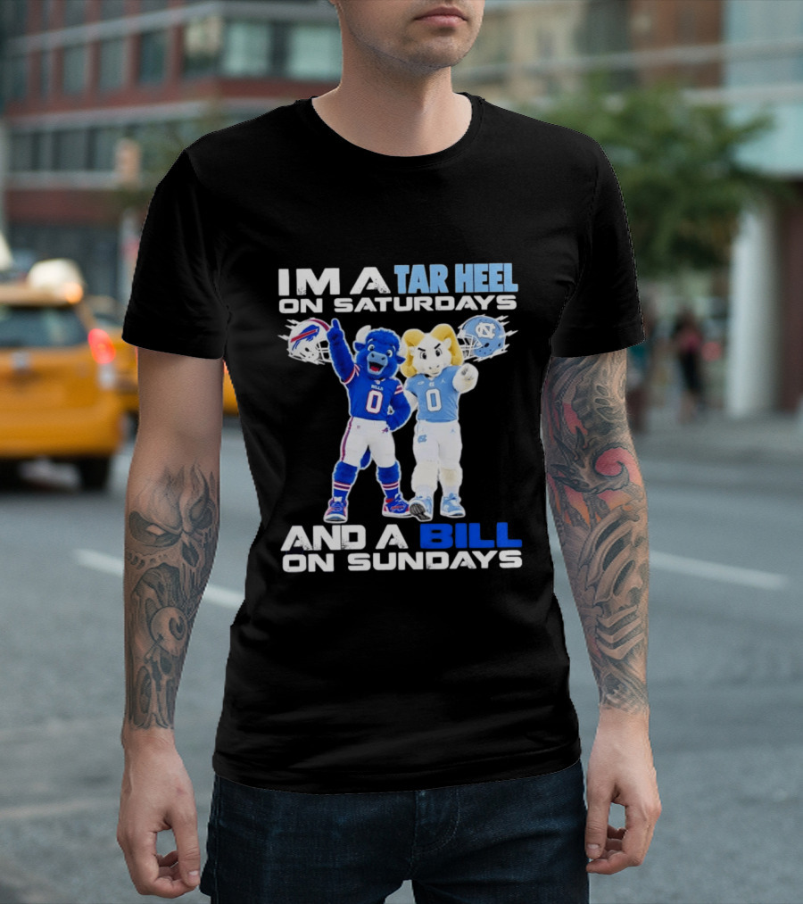 Buffalo Bills UNC Tar Heel Saturdays And Bills Sundays Football Mascots T-Shirt