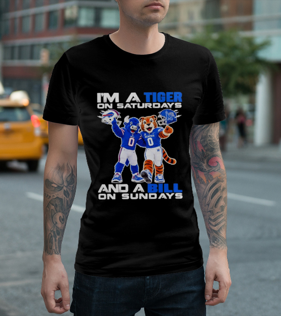 Memphis Tigers And Buffalo Bills Football Mascots Weekend Fan Pride T-Shirt