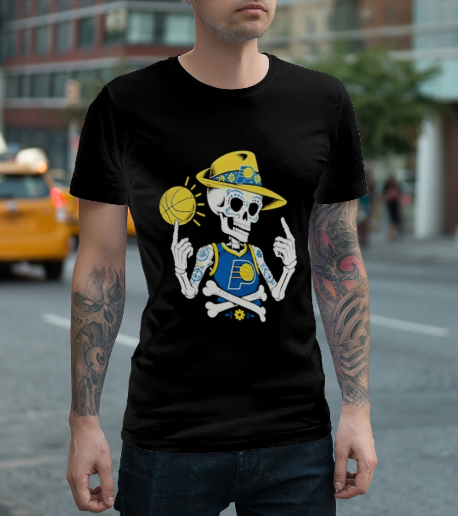 Indiana Pacers Mexico City CDMX Sugar Skull Skeleton Indy Game T-Shirt
