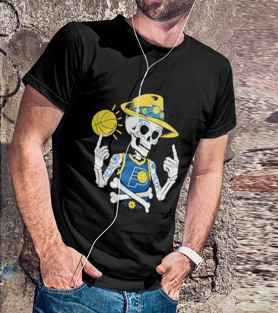 Indiana Pacers Mexico City CDMX Sugar Skull Skeleton Indy Game T-Shirt