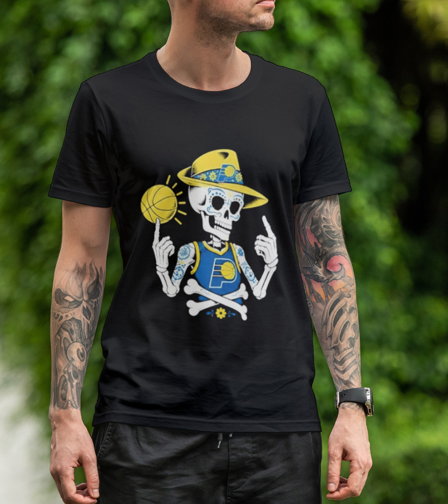Indiana Pacers Mexico City CDMX Sugar Skull Skeleton Indy Game T-Shirt