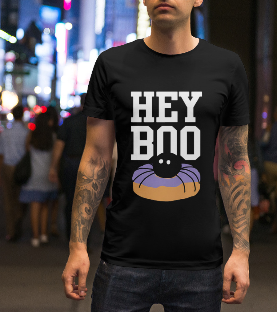Hey Boo Halloween Dunkin Spidey D Purple Donut T-Shirt