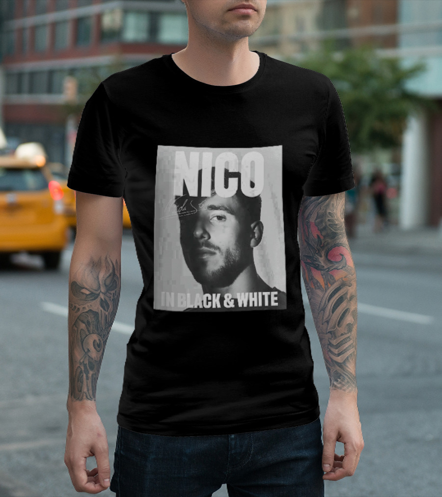 Nico Nicolas Close Up Male Shadow In Black And White T-Shirt