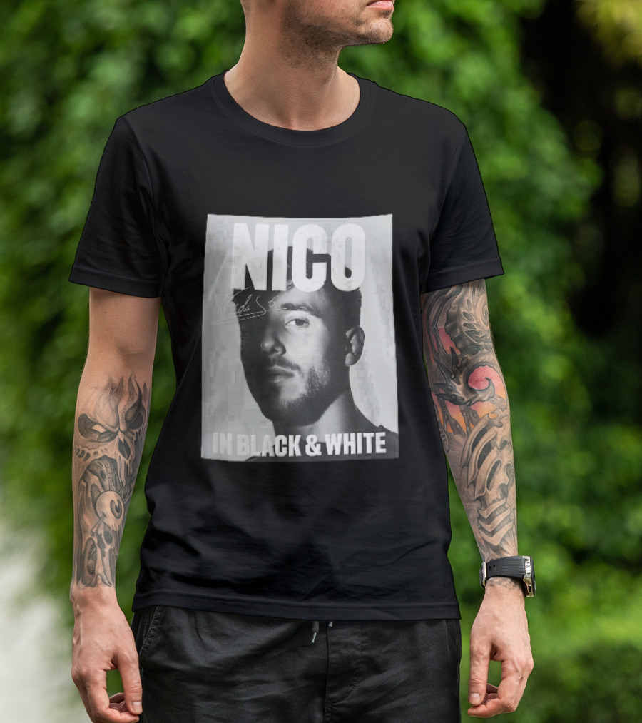 Nico Nicolas Close Up Male Shadow In Black And White T-Shirt
