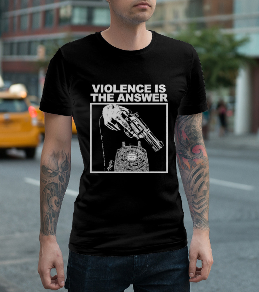 Violence Is The Answer Hand Gun Telephone T-Shirt
