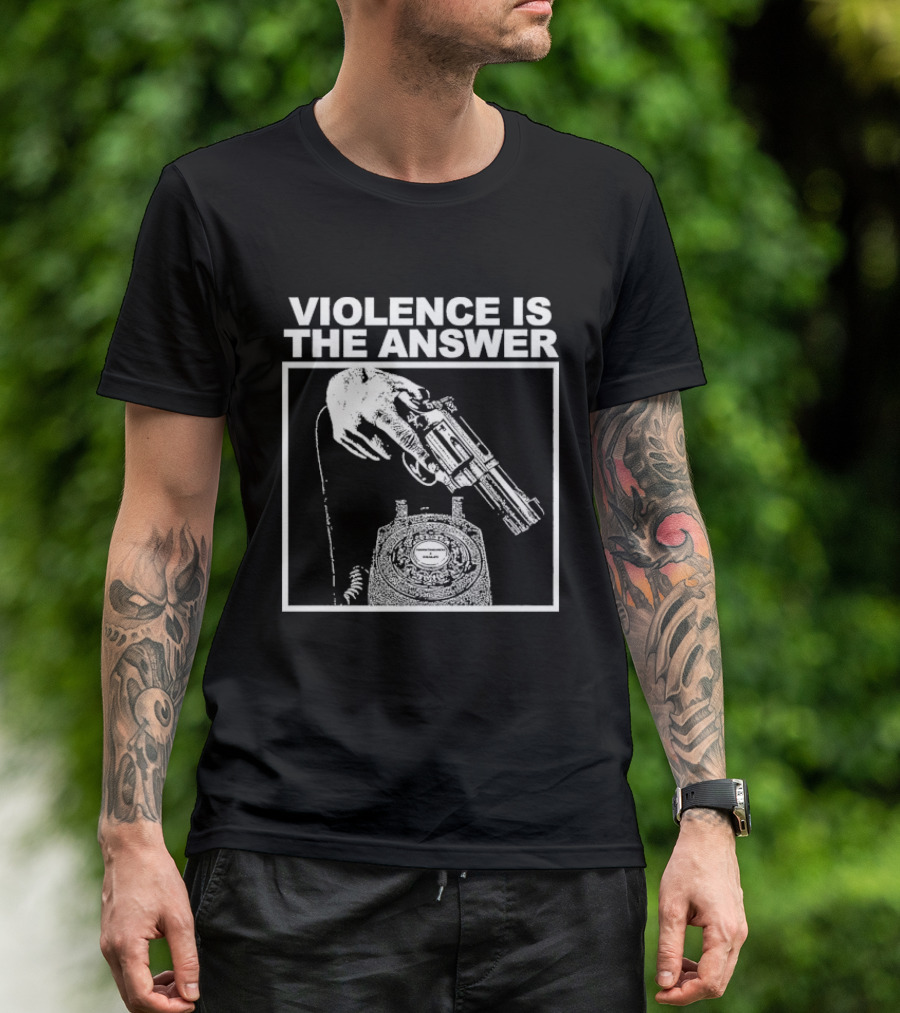 Violence Is The Answer Hand Gun Telephone T-Shirt