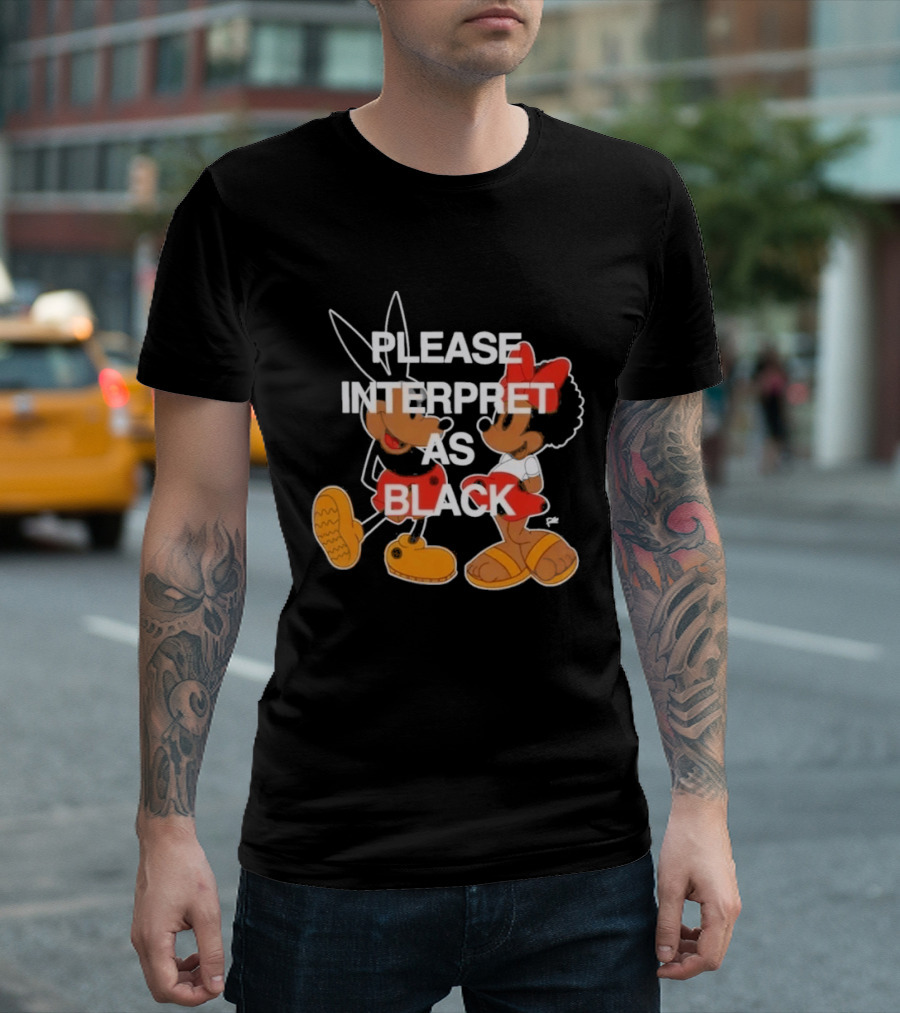 Please Interpret As Black Cartoon Characters Red Outlines T-Shirt
