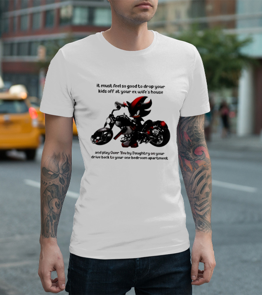Shadow The Hedgehog Meme It Must Feel So Good To Drop Your Kids Off At Your Ex Wife's House And Play Over You By Daughtry T-Shirt