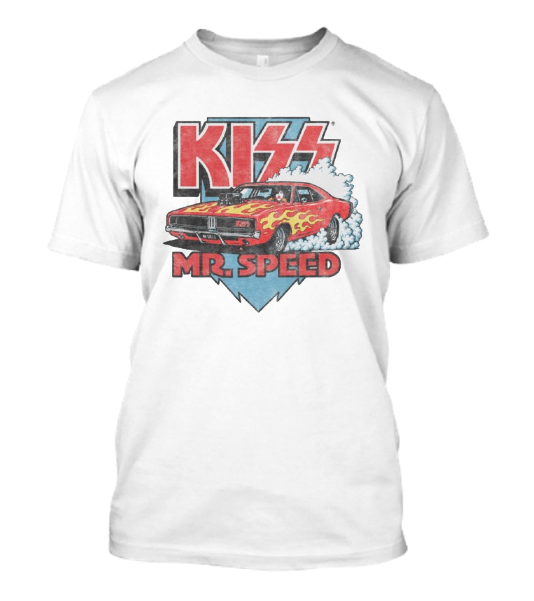 Kiss Mr. Speed Muscle Car Flames Burnout T-Shirt