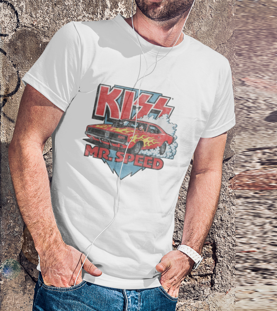 Kiss Mr. Speed Muscle Car Flames Burnout T-Shirt