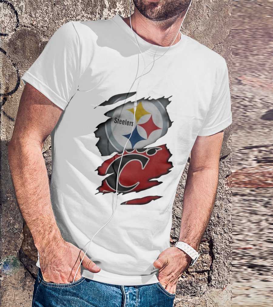 Pittsburgh Steelers Cincinnati Bearcats Ripped Skin T-Shirt