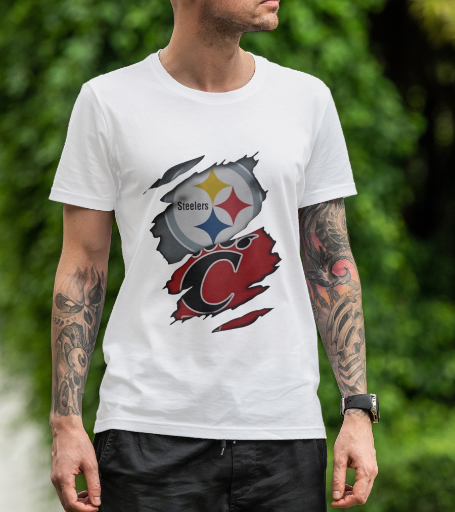 Pittsburgh Steelers Cincinnati Bearcats Ripped Skin T-Shirt