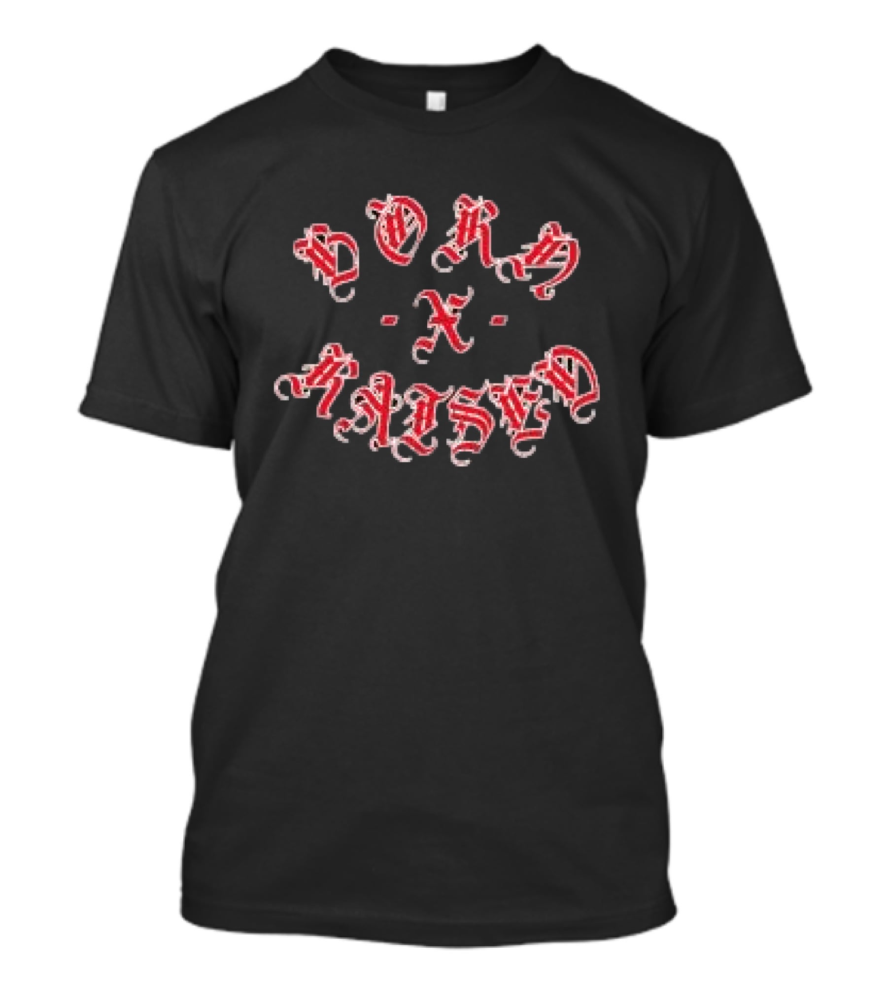 Born X Raised Gothic Rocker Black Red Old English T-Shirt