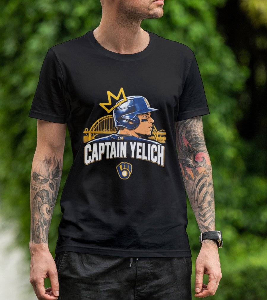 Captain Yelich Milwaukee Brewers Helmet Crown Stadium T-Shirt