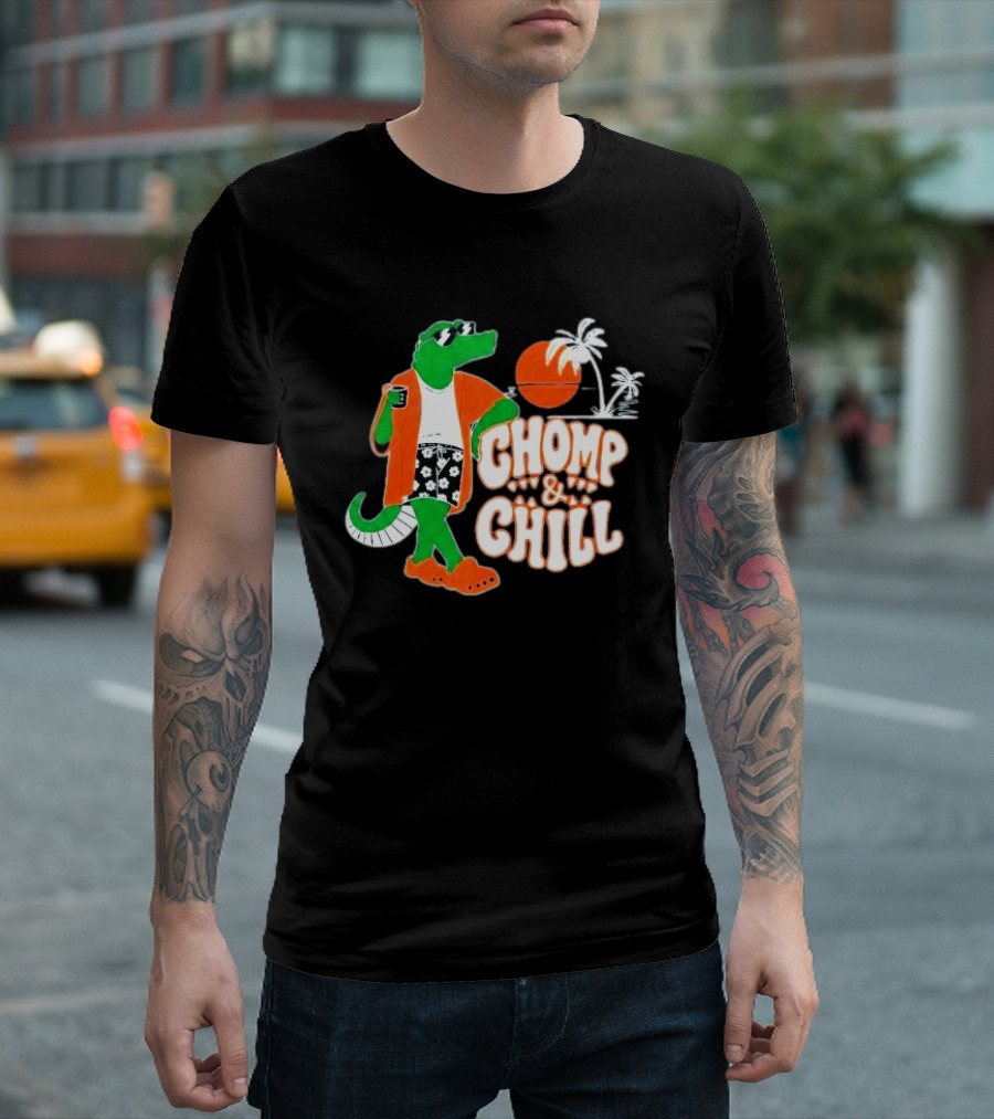 Florida Gators Chomp And Chill Retro Alligator Relaxation Scene T-Shirt