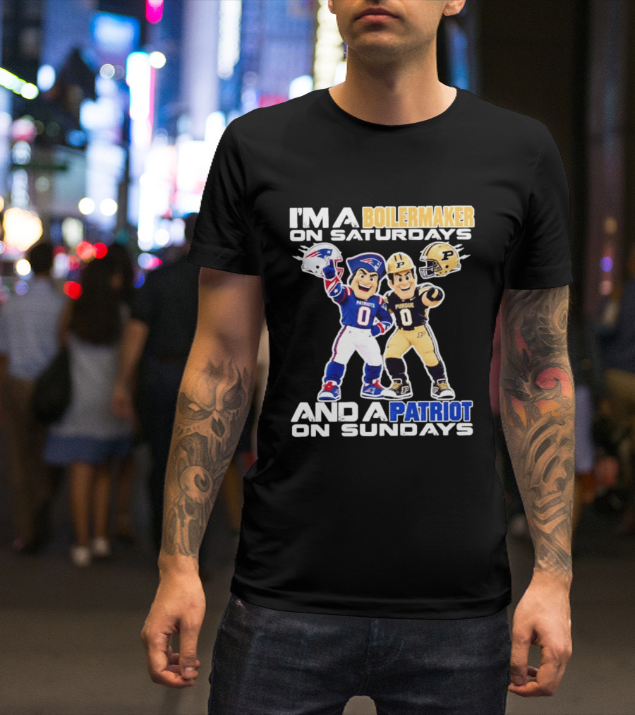 I'm A Boilermaker On Saturdays And A Patriots Fan On Sundays Purdue Patriots Football Mascots T-Shirt