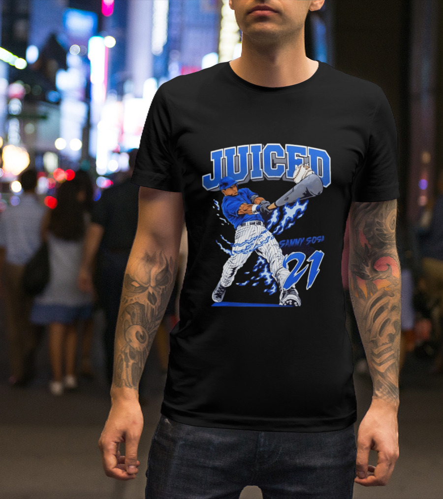 Sammy Sosa 21 Juiced Baseball Chicago Cubs Power Hitter T-Shirt