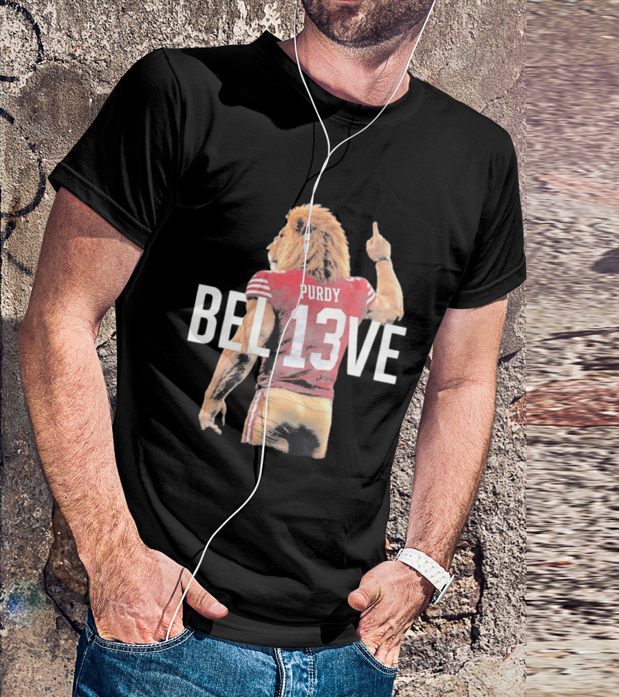 San Francisco 49ers Brock Purdy BEL13VE Lion T-Shirt