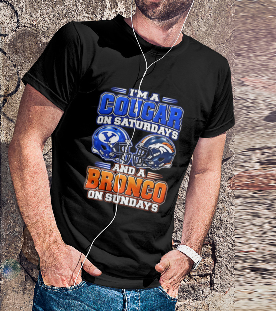 I'm A Cougar On Saturdays And A Bronco On Sundays Football Helmets T-Shirt