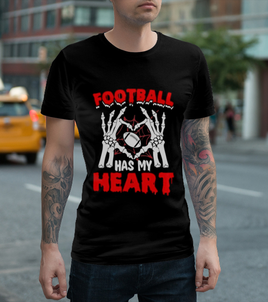 Skeleton Hands Football Has My Heart T-Shirt