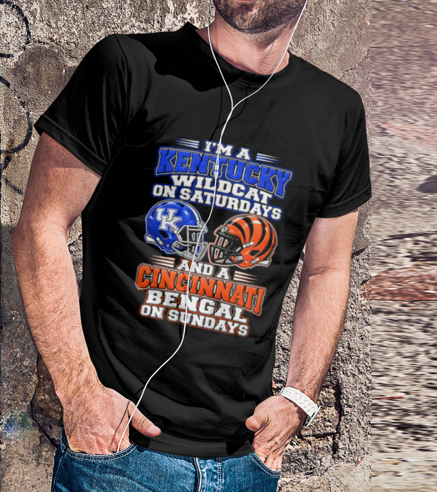 I'm A Kentucky Wildcat On Saturdays And A Cincinnati Bengal On Sundays Helmet T-Shirt