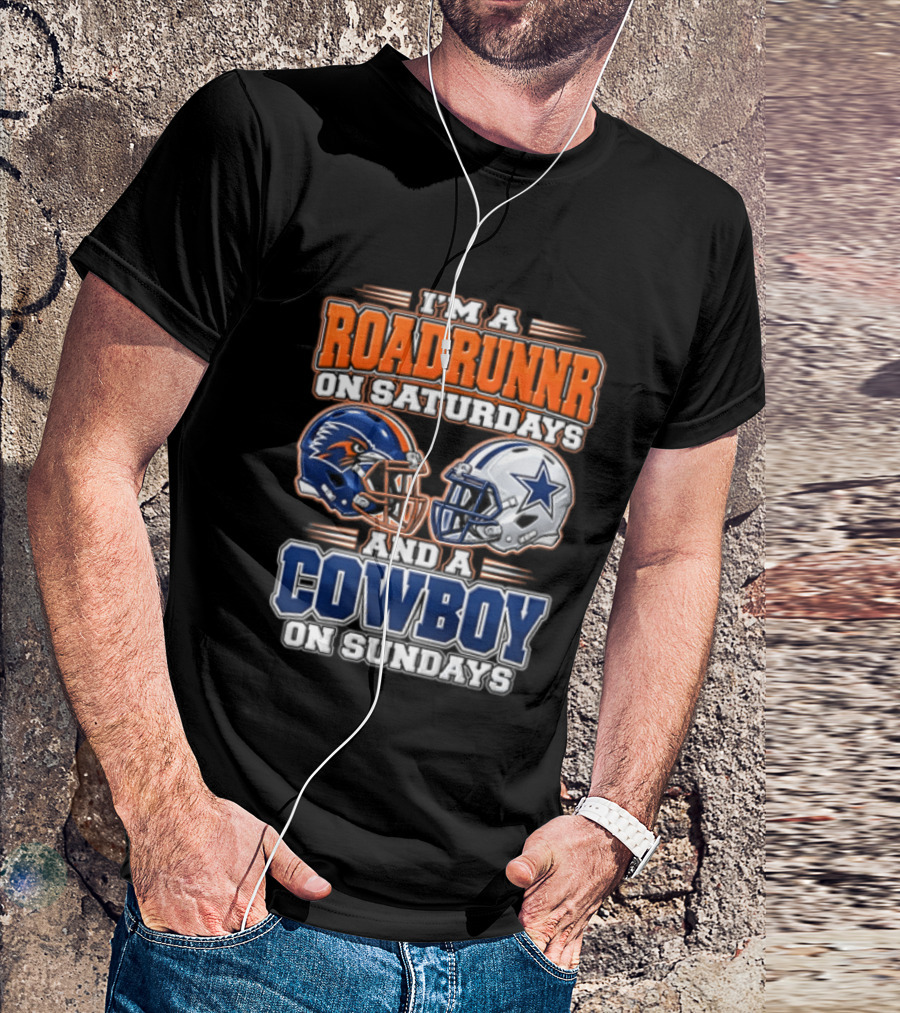 I'm A Roadrunner On Saturdays And A Cowboy On Sundays Helmet Rivalry T-Shirt