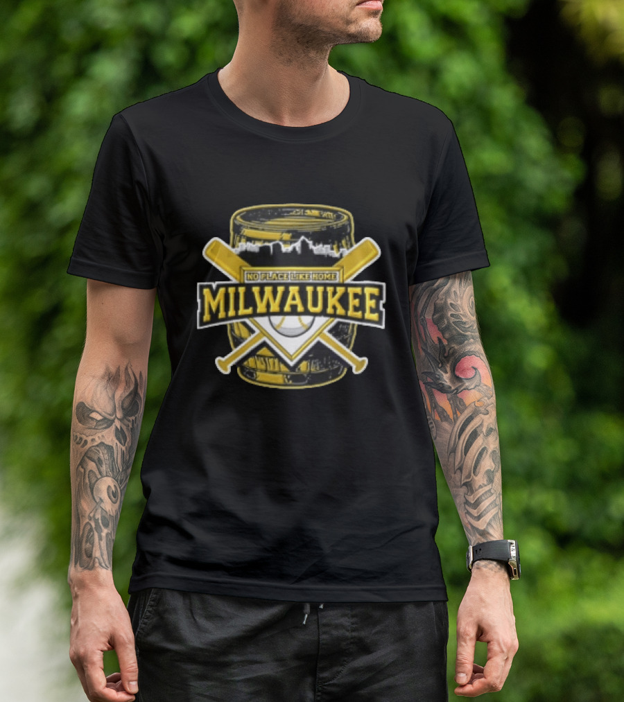 Milwaukee Baseball Barrel Skyline No Place Like Home T-Shirt