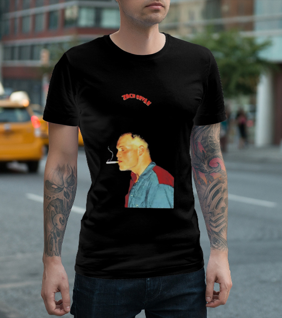Zach Bryan Smoking Vintage Denim T-Shirt