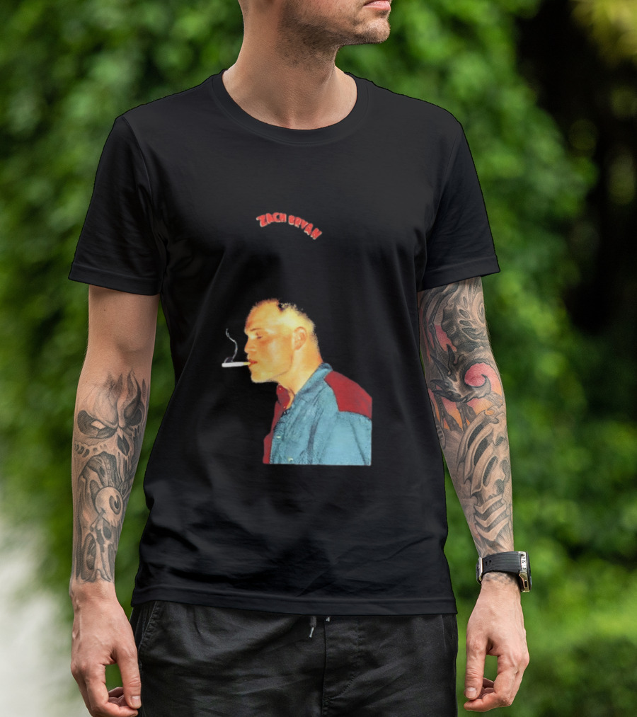Zach Bryan Smoking Vintage Denim T-Shirt