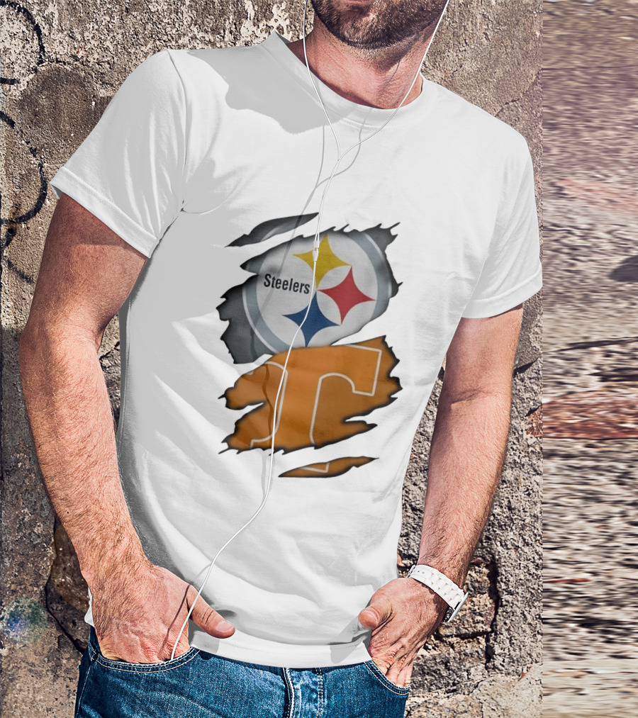 Pittsburgh Steelers Tennessee Volunteers Ripped Skin Combo T-Shirt