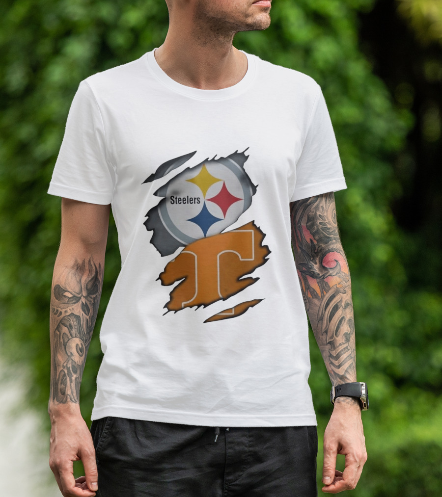 Pittsburgh Steelers Tennessee Volunteers Ripped Skin Combo T-Shirt