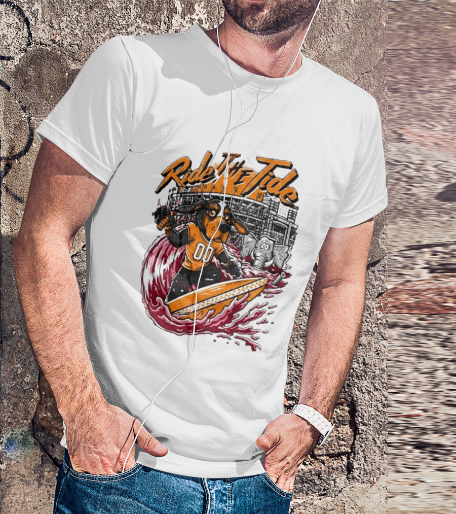 Tennessee Volunteers Ride The Tide Alabama Crimson Tide Surfing Rivalry T-Shirt