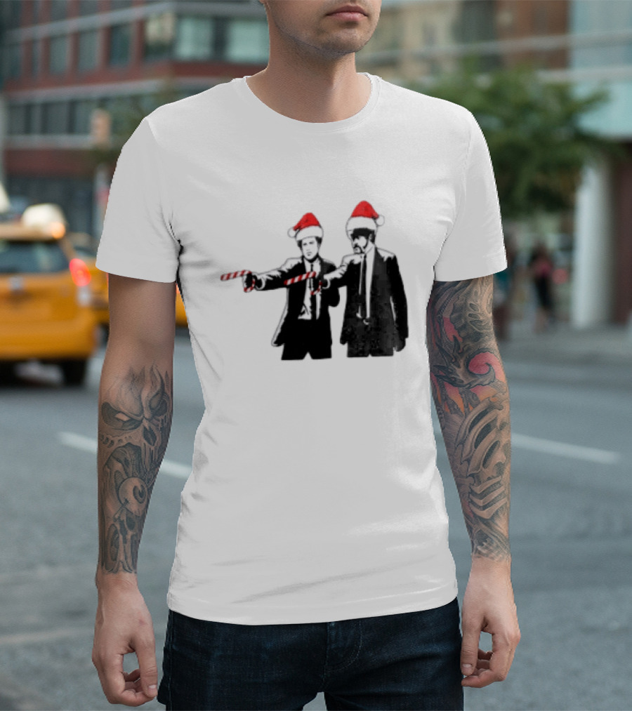 Xmas Christmas Candy Cane Santa Hats Pop Culture References T-Shirt