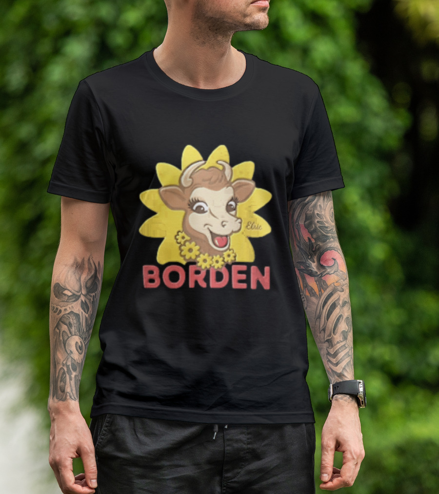 Borden Dairy Elsie The Cow With Sunflower T-Shirt