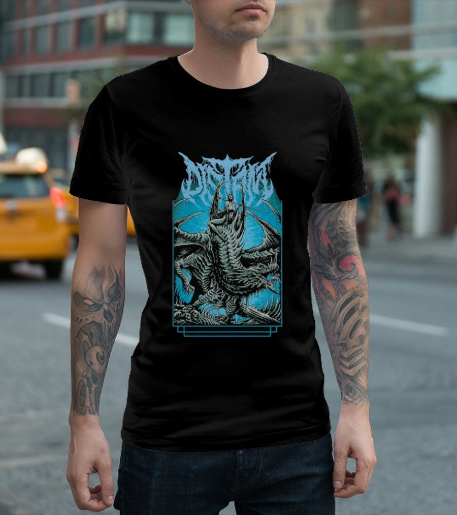 Distant Dragon Fantasy Horror Blue Gothic Creature T-Shirt