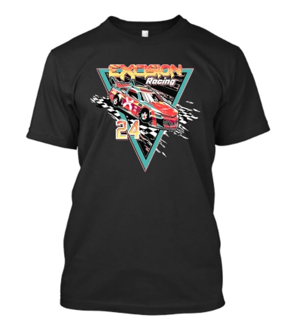 Excision Racing Car 24 Checkered Flag Triangular T-Shirt