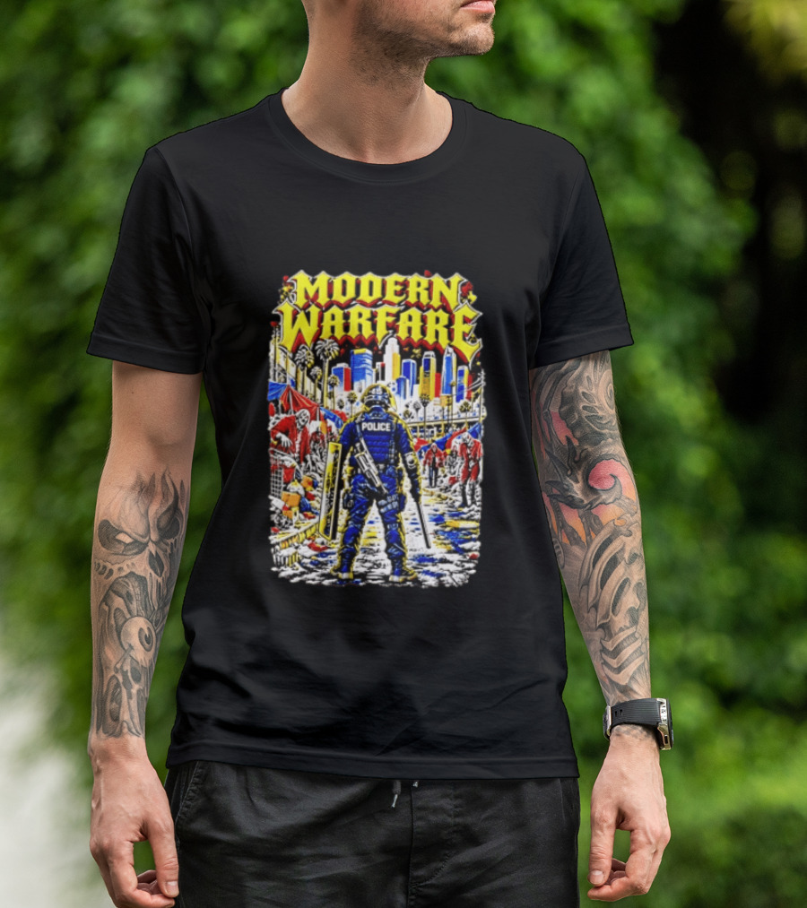 Modern Warfare Police Officer Zombies Cityscape Urban Survival T-Shirt