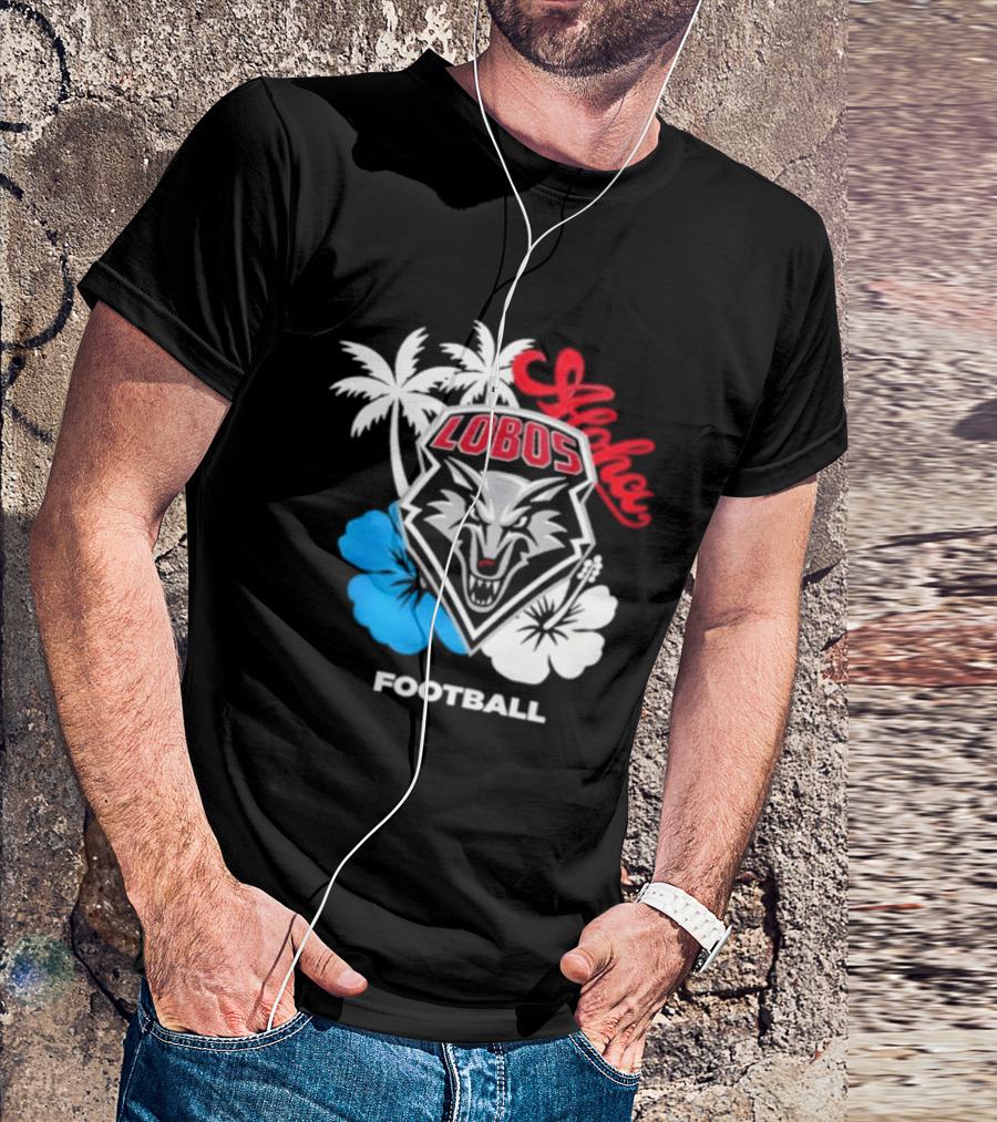 Lobos Football Aloha Spirit With Palms And Hibiscus T-Shirt