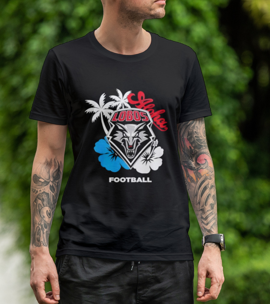 Lobos Football Aloha Spirit With Palms And Hibiscus T-Shirt
